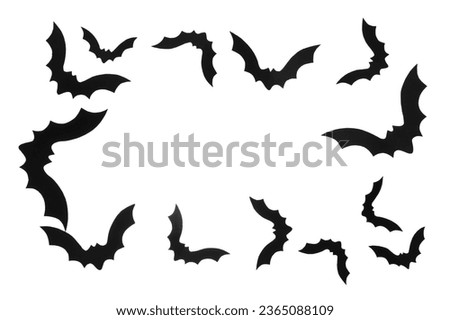 Frame made of paper bats for Halloween party on white background