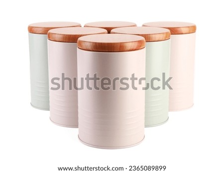 Set of kitchen jars on white background