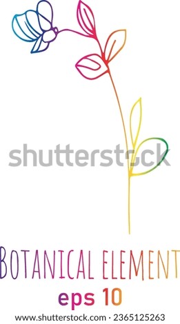 Cute hand drawn graphic floral and herbal element. Doodle vector illustration for wedding design, logo and greeting card.