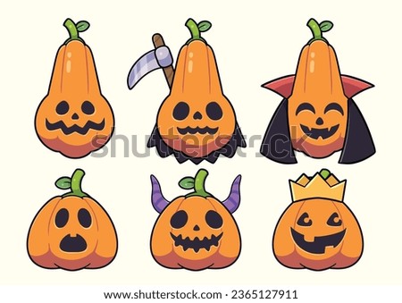 Flat Vector Halloween Pumpkins Collection 2
