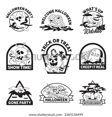 Badges collection set for halloween celebration good for social media content, print base application and merchandise.