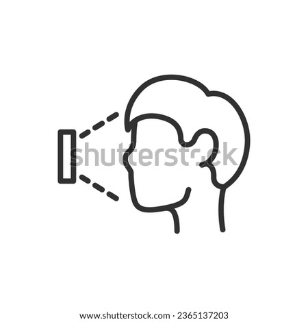 Face detection, linear icon. Scanning a person's facial features. Line with editable stroke Royalty-Free Stock Photo #2365137203