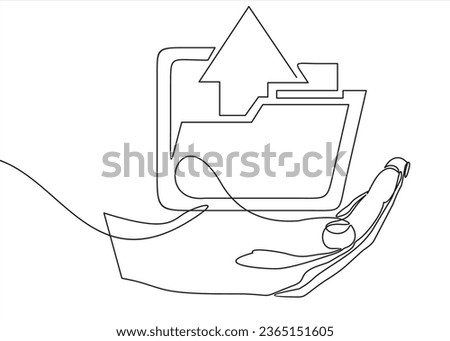 hand holding-Continuous one line drawing of download folder