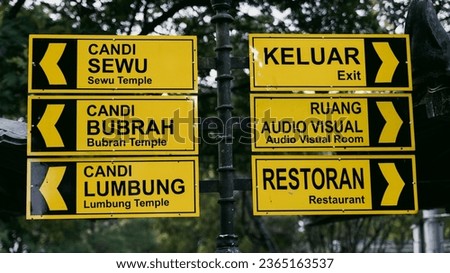 The yellow directions show the temple tourist attractions in Yogyakarta.