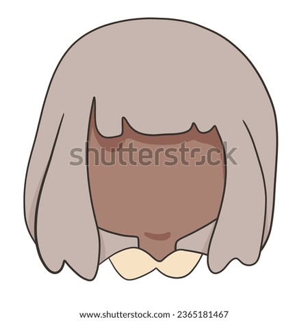 Doodle illustration of cartoon cute and pretty girl portrait