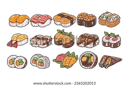 Japanese sushi food element collection