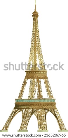 Watercolor style drawing of the French historical landmark monument of the EIFFEL TOWER, PARIS