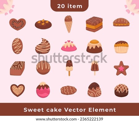 Collection sweet cake flat color