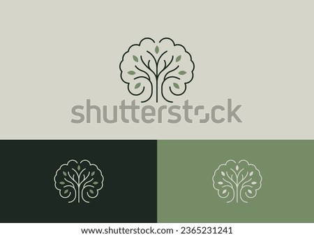 Mental health logo. Brain and tree.