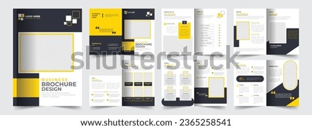 Business brochure template layout design, 12 page corporate brochure editable template layout, minimal business brochure template design.