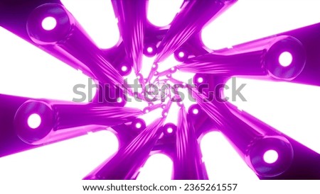 Glow Purple Fluorescent Lamps Tunnel Vj Visual 3d rendering