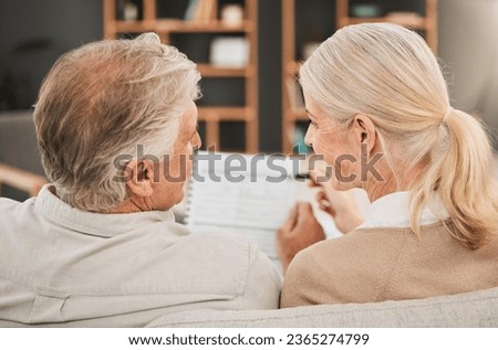 Old couple with life insurance application, retirement fund and paperwork, partner with property investment or asset management. People in marriage, financial planning together and policy documents Royalty-Free Stock Photo #2365274799