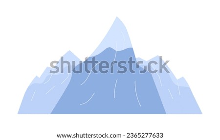 Snow covered mountain semi flat colour vector object. Nature. Mountain slope. Editable cartoon clip art icon on white background. Simple spot illustration for web graphic design