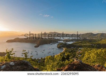 Aerial view from the scenic viewpoint of English Harbourin Antigua and Barbuda Royalty-Free Stock Photo #2365295095