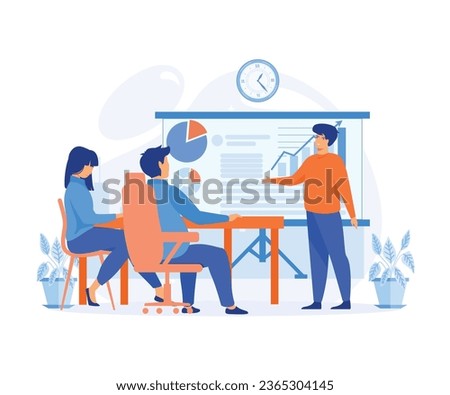 Leadership mentoring concept. Prospective Experienced Office Supervisor, Giving Presentation Within Business Seminar. flat vector modern illustration Royalty-Free Stock Photo #2365304145