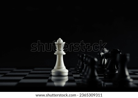 Pieces on chess board for playing game and strategy.