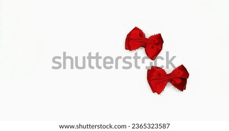 red cloth ribbon picture Close-up shot in white background