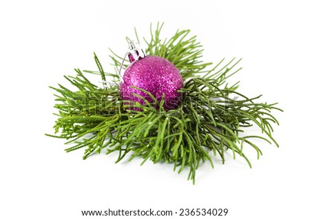 Pink Christmas ball isolated on white background cutout