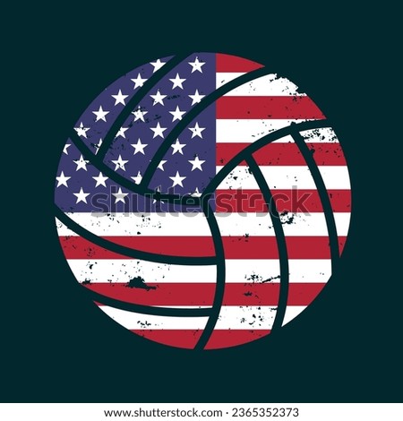 grunge volleyball with USA flag 