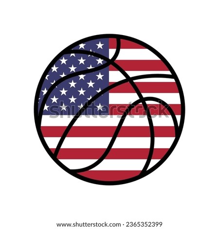 basketball with usa flag vector 2