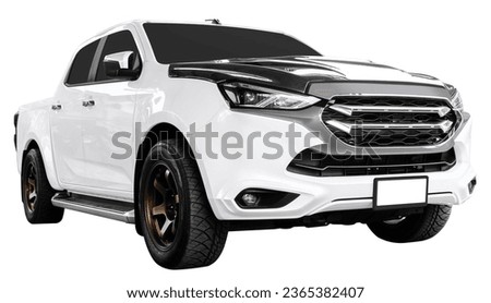 Front view white truck isolated on white background with clipping path  Royalty-Free Stock Photo #2365382407