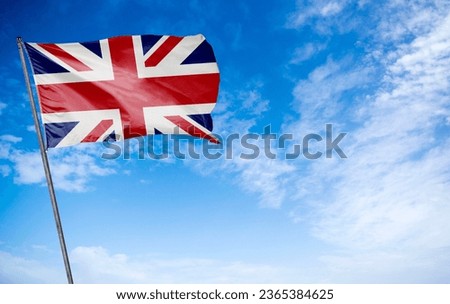 United Kingdom Flag - The classic flag of the United Kingdom waving proudly. Also known as the Union Jack, this flag features a captivating blend of red, white, and blue with the distinctive cross