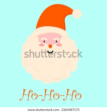 Santa Claus head, Christmas card, banner, background, New Year. Vector illustration, flat.