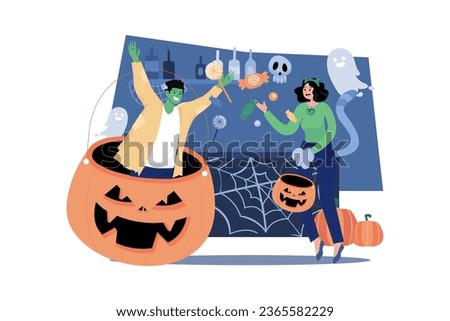 Happy Halloween Illustration concept on white background