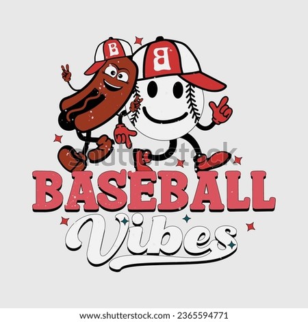 Vector Baseball Vibes-Baseball T-shirt Design For Baseball Lover.