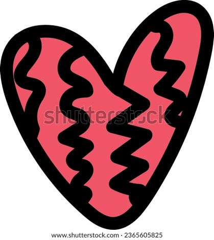 valentine, heart doodle, vector,in hand-draw style ,love, 90s style, isolated on white