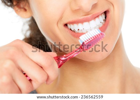 Beautiful young woman smile. Dental health background. Royalty-Free Stock Photo #236562559