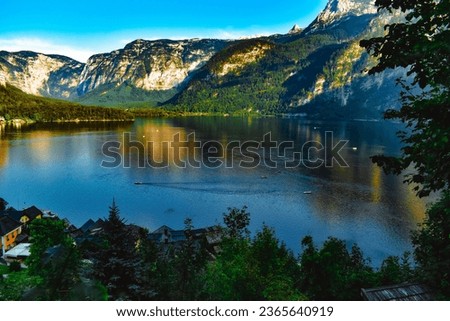 The lakeside city of Hallstatt in the austrian alps summertime 