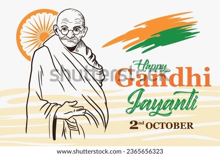October mahatma Gandhi Jayanti Birthday Celebration with Hindi text Gandhi. Vector illustration