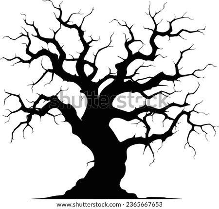 Creepy tree silhouette vector illustration. Perfect for Halloween theme of design