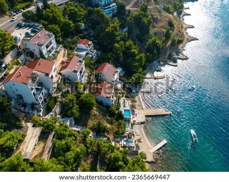 A drone view of the Dalmatian coastline of Croatia