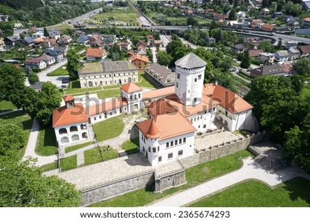 Aerial picture of Castle of Budatin, near Zilina, Slovakia, Europe