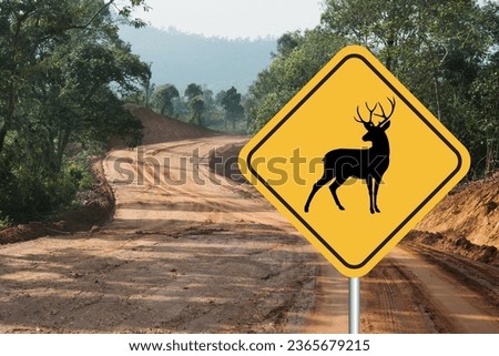 Deer Road Sign in Forest