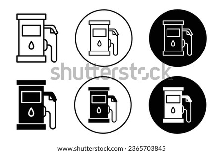 gas station Icon. Petrol pump or diesel oil filling pump station symbol set. Gas fuel dispenser with nozzle for car refueling vector sign. Fossil fuel and gas station line logo. Royalty-Free Stock Photo #2365703845