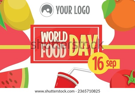 banner with fruits, vegetable and drinks for world food day september 16 ,it contains clipping mask