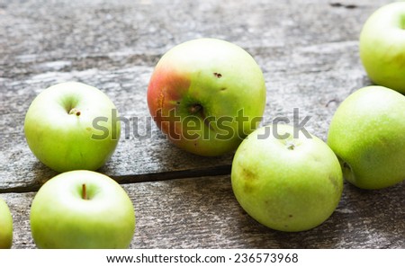 Apples on wooden background - processing still life effect style pictures