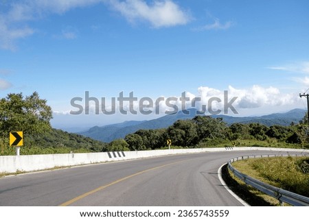 Mountainous Roads: A Typical Roadside Scene in Rural Thailand