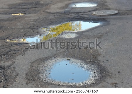 puddle on the asphalt after rain