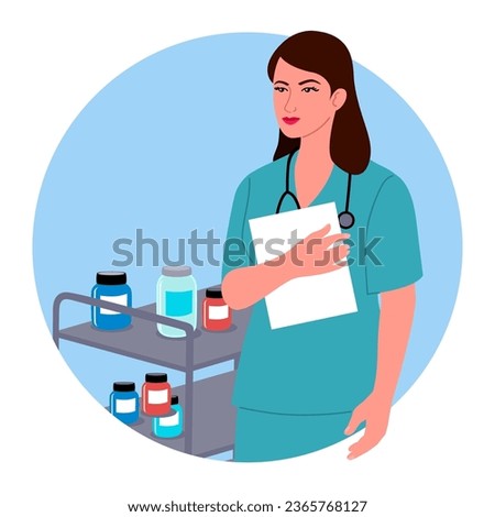 Enhance your healthcare and medical projects with this clip art featuring a nurse with a stethoscope. This image is ideal for medical presentations, healthcare brochures, and online medical resources