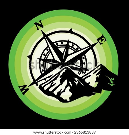 Compass and Mountain silhouette design