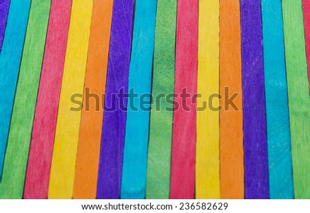Colorful wooden stripe on vertical
