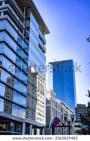 Reflections on modern architecture buildings in downtown Lexington, Kentucky Royalty-Free Stock Photo #2365829483