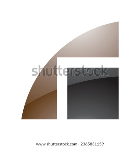 Brown and Black Glossy Geometrical Letter R Icon on a White Background