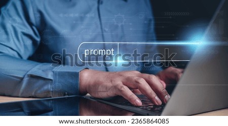 ai, artificial, neural, intelligence, prompt, artificial intelligence, tech, command, processor, system. typing keyboard for input prompt into training machine learning artificial intelligence. Royalty-Free Stock Photo #2365864085