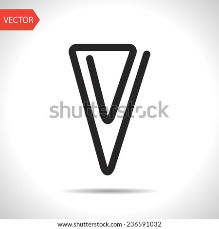 black icon of paper clip. Office flat vector icon