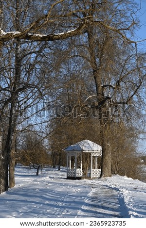 Small arbor in winter park, vertical picture